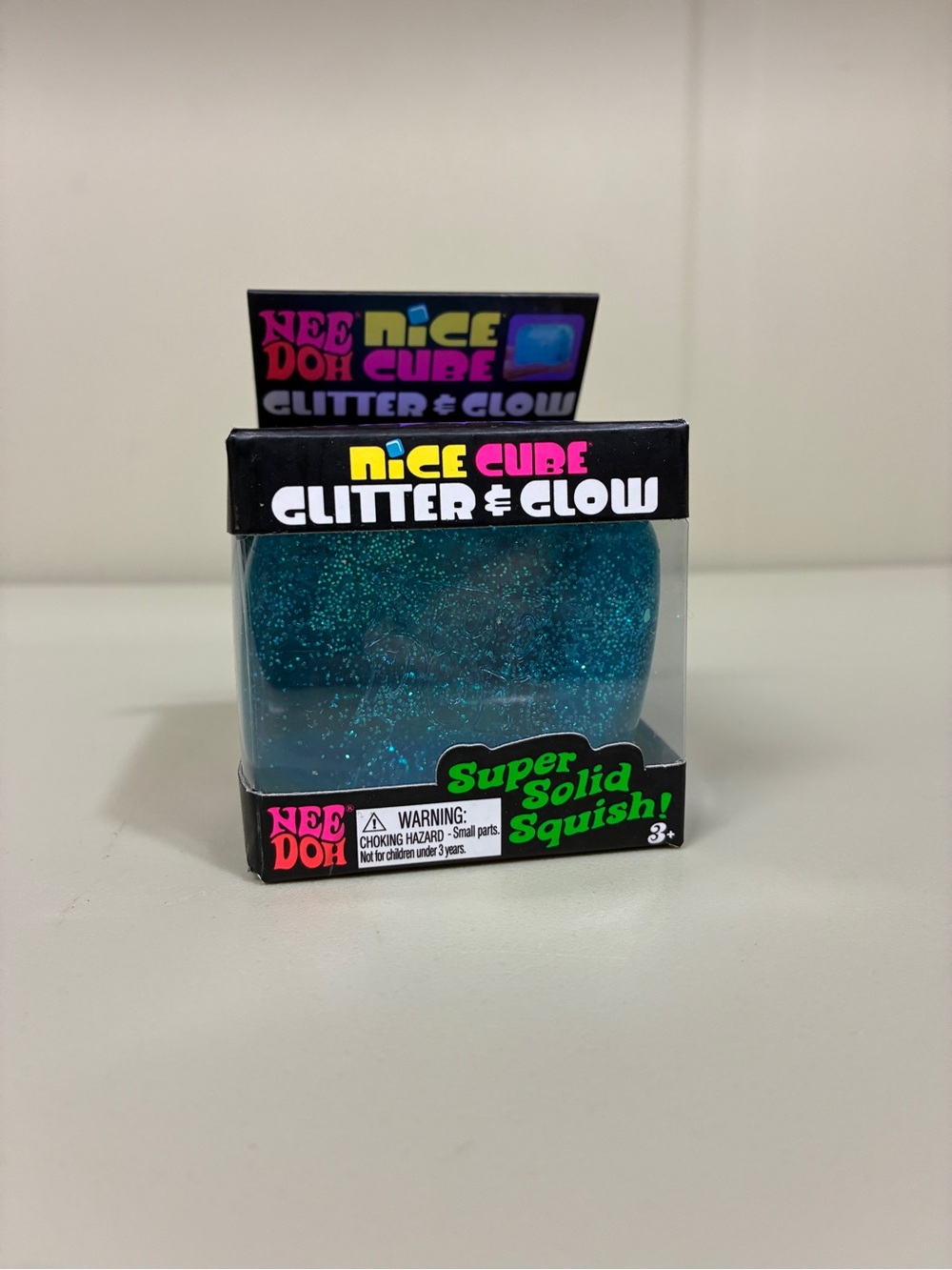 NeeDoh Nice Cube Glitter and Glow,  Squishy, Glowing Ice Cube BLUE - Authentic!